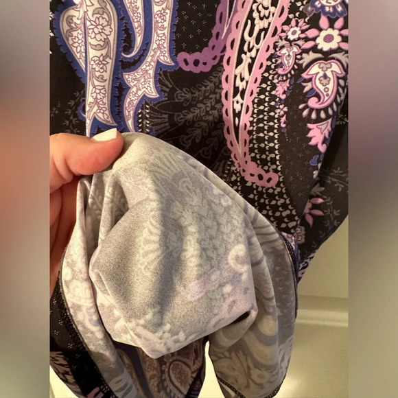 ATHLETA Retro Black Purple Knotted Racerback Paisley Bra S RICH SATURATED COLORS - Picture 5 of 7